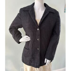 Y2k Vintage Sag Harbor Black Tweed Blazer Suit Jacket Business Chic size Large